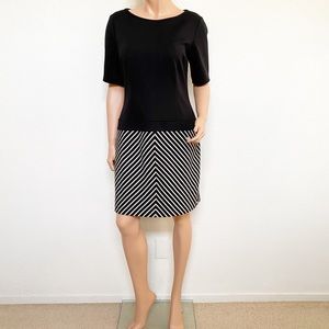 Laundry by Design Black and Tan Stripes Midi Dress